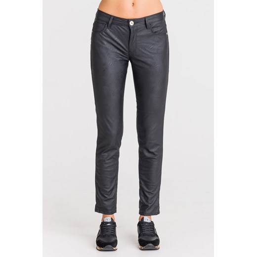 Spodnie damskie Trussardi Jeans rockowe czarne bez wzorów 