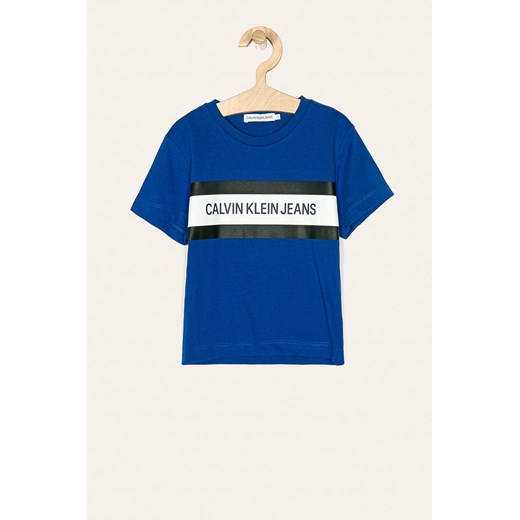 Niebieski t-shirt chłopięce Calvin Klein z krótkimi rękawami 