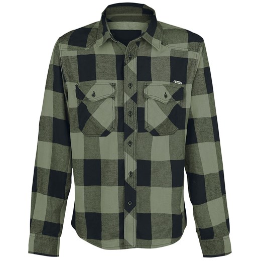 Brandit - Checkshirt - Koszula flanelowa - czarny/oliwkowy Brandit  S EMP