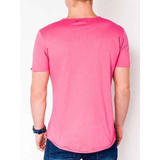 T-shirt męski różowy Edoti.com z krótkim rękawem 