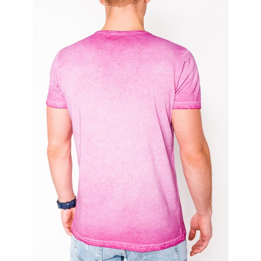 T-shirt męski różowy Edoti.com z krótkimi rękawami 