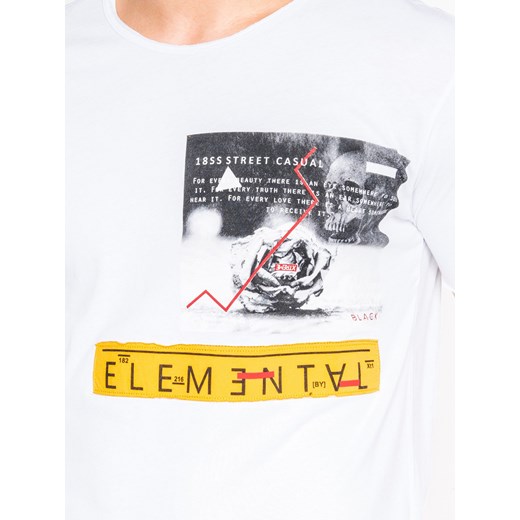 T-shirt męski biały Edoti.com z krótkimi rękawami młodzieżowy 