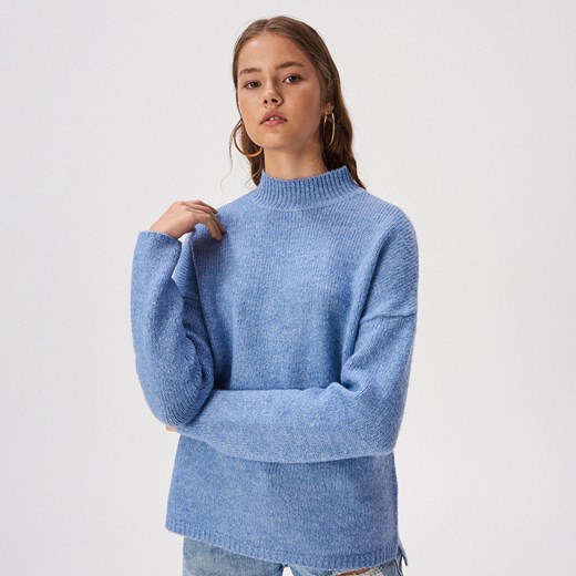 Sinsay - Luźny sweter z golfem - Niebieski Sinsay  L 