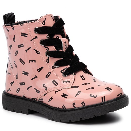 Buty zimowe dziecięce różowe Nelli Blu w abstrakcyjnym wzorze trapery 