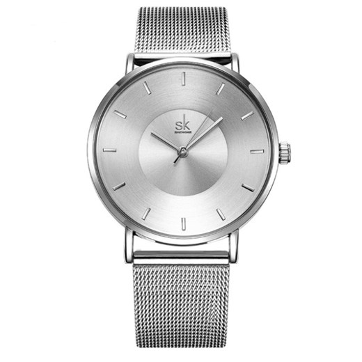 Srebrny zegarek damski SK na bransolecie Shengke   niwatch.pl okazja 