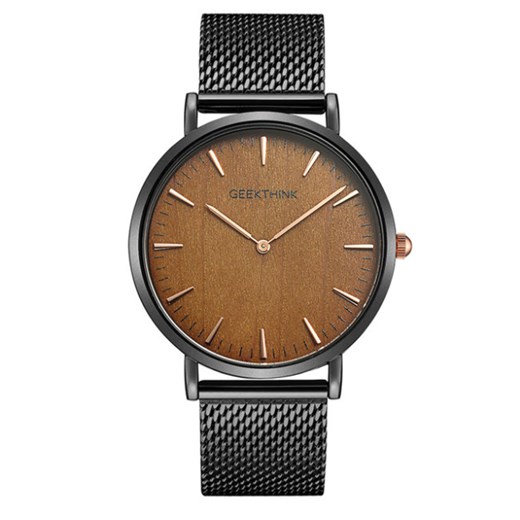 Zegarek premium GeekThink na czarnej bransolecie - brązowa tarcza Geekthink   okazyjna cena niwatch.pl 