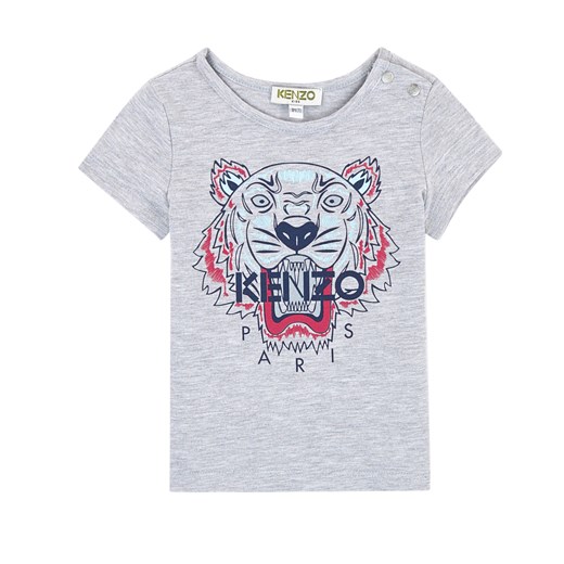 Szary T-shirt Tiger 0-3 lat Kenzo Kids  9MC Moliera2.com