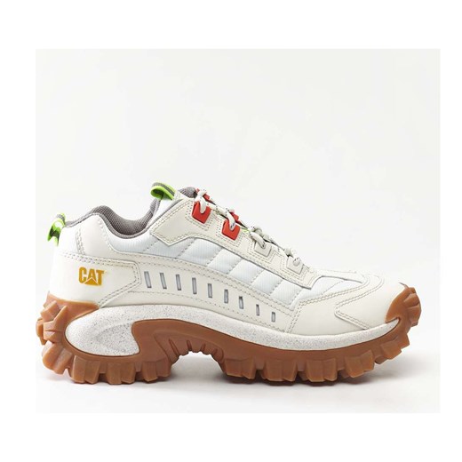 Buty sportowe damskie Caterpillar sneakersy młodzieżowe białe wiązane na płaskiej podeszwie bez wzorów z nubuku 