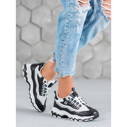 Sneakersy damskie Yes Mile wielokolorowe na platformie wiązane bez wzorów 