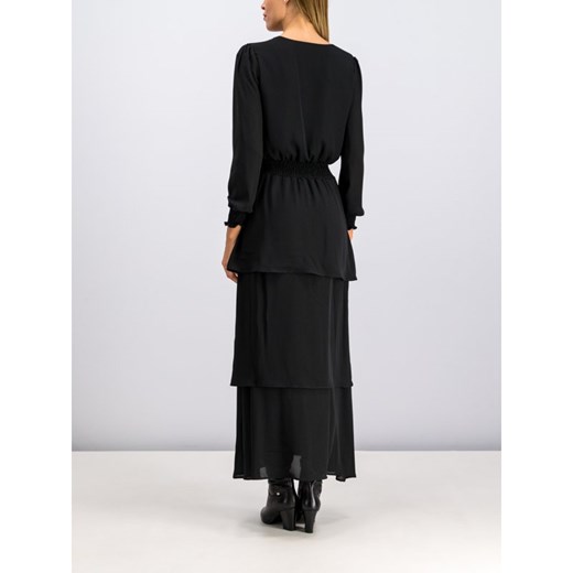 Czarna sukienka Trussardi Jeans maxi elegancka z długim rękawem 