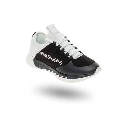 Buty sportowe damskie Calvin Klein sneakersy młodzieżowe na płaskiej podeszwie sznurowane w nadruki 