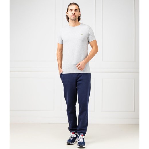 T-shirt męski szary Lacoste z krótkim rękawem bez wzorów 