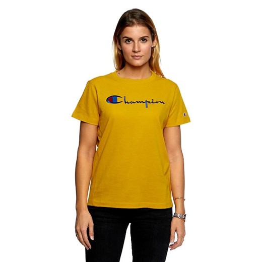 Koszulka damska Champion Script Logo Crew Neck T-Shirt yellow Champion  XS bludshop.com