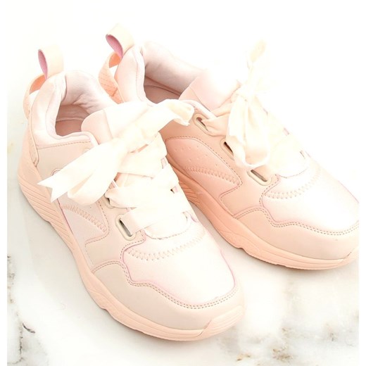 Sneakersy damskie Butymodne bez wzorów różowe wiązane płaskie 