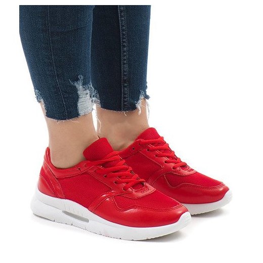 Buty sportowe damskie czerwone Butymodne sneakersy młodzieżowe 