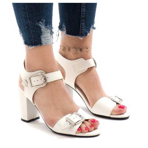 Sandały damskie Butymodne z klamrą gładkie ze skóry ekologicznej na obcasie eleganckie 