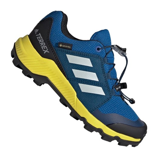 Buty trekkingowe dziecięce Adidas wiązane niebieskie z tkaniny bez wzorów 