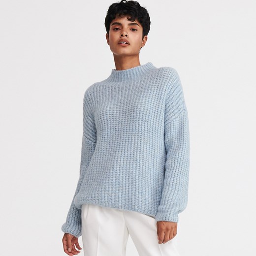 Reserved - Sweter o grubym splocie - Niebieski  Reserved S 