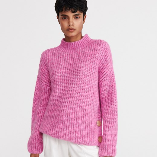 Reserved - Sweter o grubym splocie - Różowy  Reserved L 