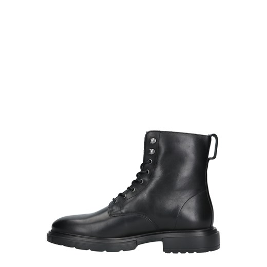 Czarne buty zimowe męskie Garment Project w stylu militarnym ze skóry wiązane 