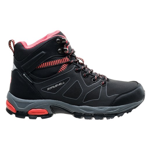 Hi-Tec buty trekkingowe damskie czarne na płaskiej podeszwie bez wzorów sportowe 