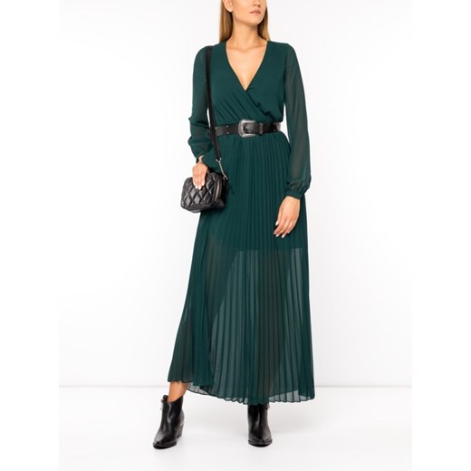 Sukienka Guess zielona karnawałowa gładka z długim rękawem elegancka 