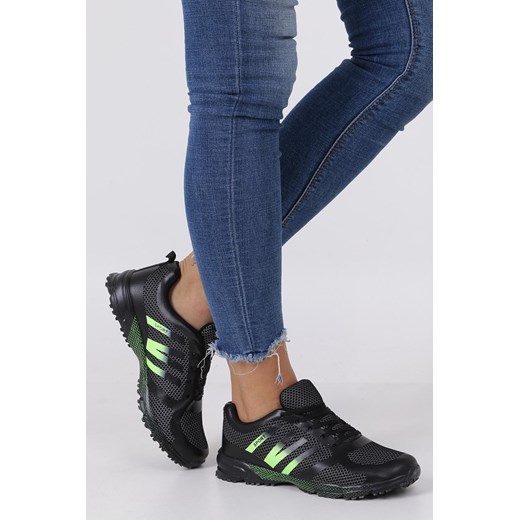 Buty sportowe damskie Casu do biegania na płaskiej podeszwie ze skóry ekologicznej bez wzorów 