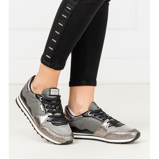 Buty sportowe damskie Pepe Jeans sznurowane na wiosnę na płaskiej podeszwie gładkie 