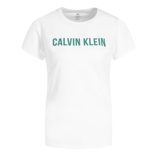 Bluzka damska Calvin Klein biała z napisem z okrągłym dekoltem 