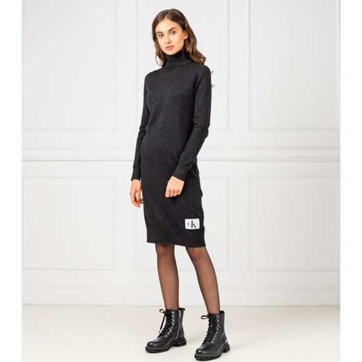Calvin Klein Jeans Sukienka MONOGRAM | z dodatkiem wełny i kaszmiru  Calvin Klein XS Gomez Fashion Store