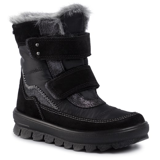 Buty zimowe dziecięce Superfit bez wzorów czarne na rzepy 