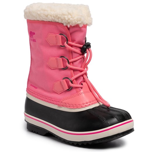 Buty zimowe dziecięce różowe Sorel śniegowce sznurowane 