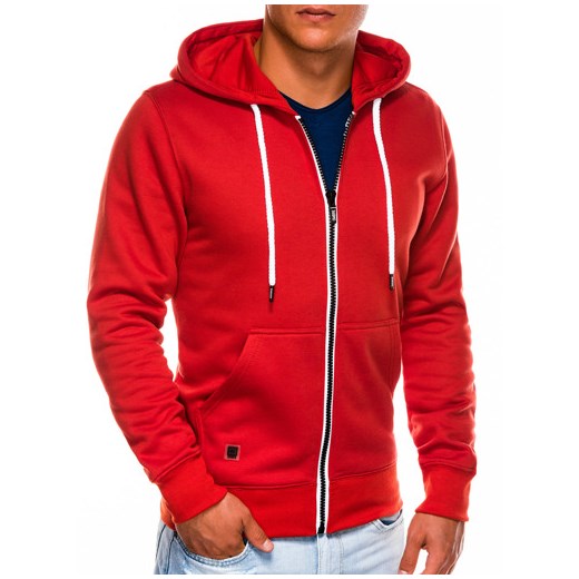 Bluza męska rozpinana z kapturem B977 - czerwona Ombre  XL 