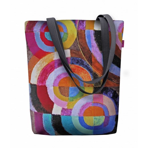 Shopper bag Ptakmoda.com wielokolorowa w stylu młodzieżowym z tkaniny z nadrukiem 