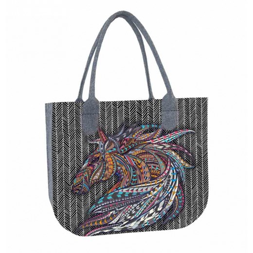 Wielokolorowa shopper bag Ptakmoda.com z nadrukiem w stylu boho z filcu 