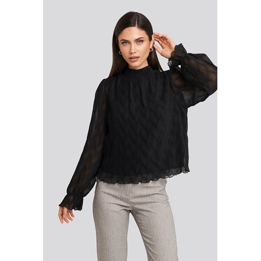 NA-KD Party Structured Marked Shoulder Blouse - Black NA-KD Party  44 NA-KD