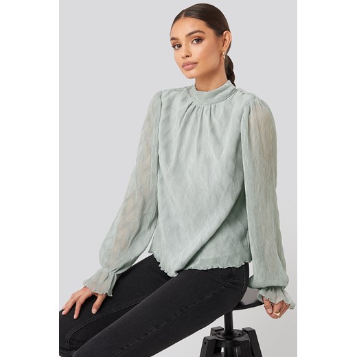 NA-KD Party Structured Marked Shoulder Blouse - Blue NA-KD Party  40 NA-KD