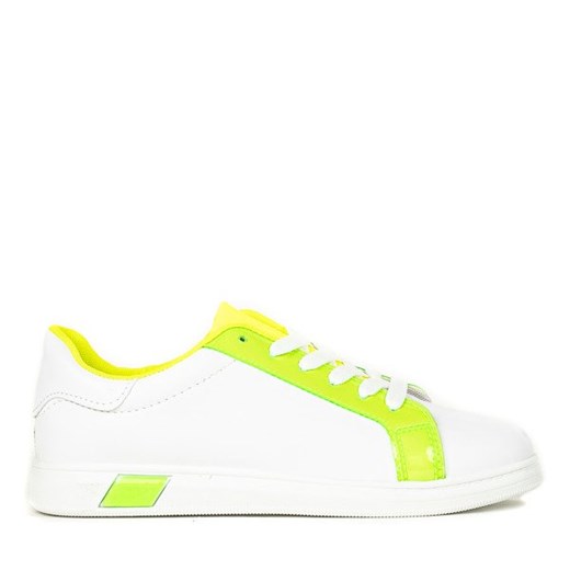 Białe buty sportowe z neonowymi wstawkami Munna - Obuwie  Royalfashion.pl 39 