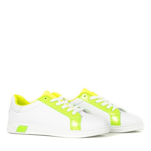 Białe buty sportowe z neonowymi wstawkami Munna - Obuwie  Royalfashion.pl 41 