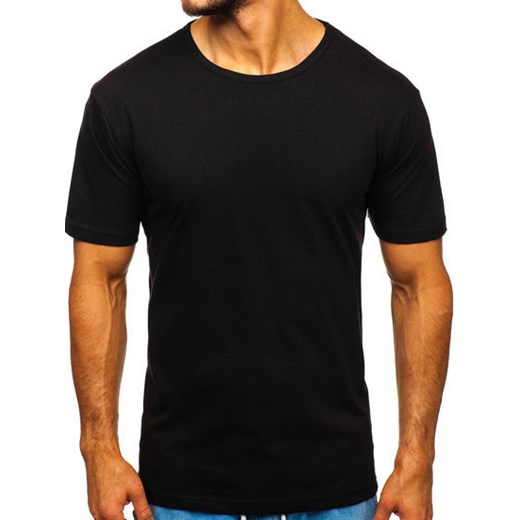 Czarny t-shirt męski Denley z bawełny z krótkim rękawem 