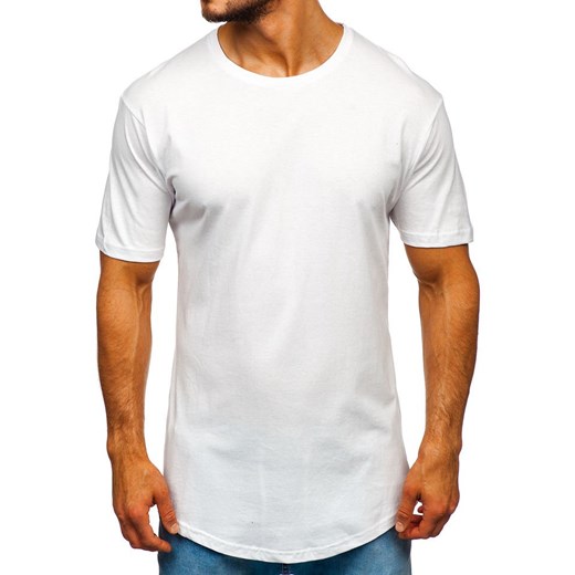 Biały t-shirt męski Denley z krótkim rękawem bez wzorów 