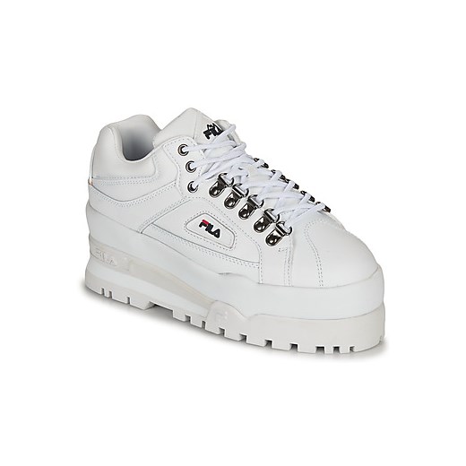 Buty sportowe damskie białe Fila w stylu młodzieżowym bez wzorów na platformie sznurowane 