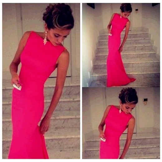 Piękna różowa długa suknia balowa z trenem  Estera 36/38 okazja Esterapl 