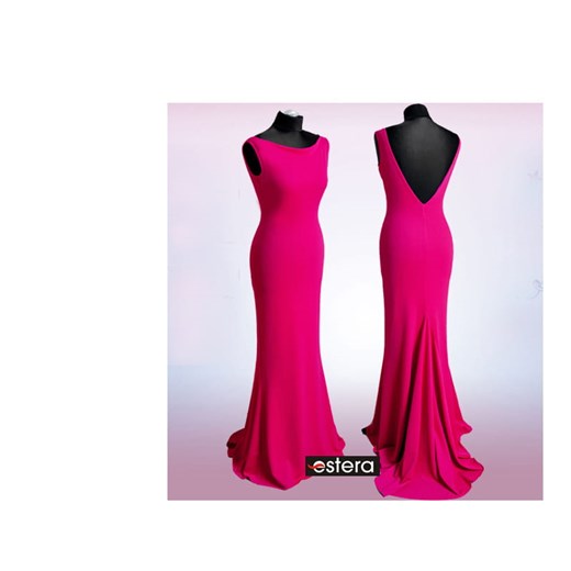 Piękna różowa długa suknia balowa z trenem Estera  34 promocja Esterapl 