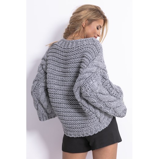 Fobya sweter damski na zimę szary gładki 