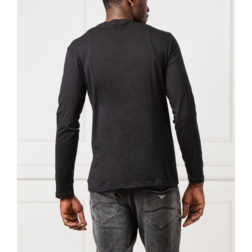 T-shirt męski czarny Emporio Armani z długim rękawem w stylu młodzieżowym 