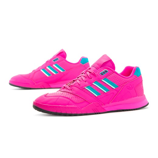 Buty sportowe męskie różowe Adidas sznurowane ze skóry 