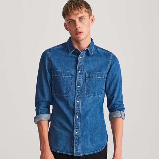 Reserved - Jeansowa koszula z bawełny organicznej - Granatowy Reserved  XL 