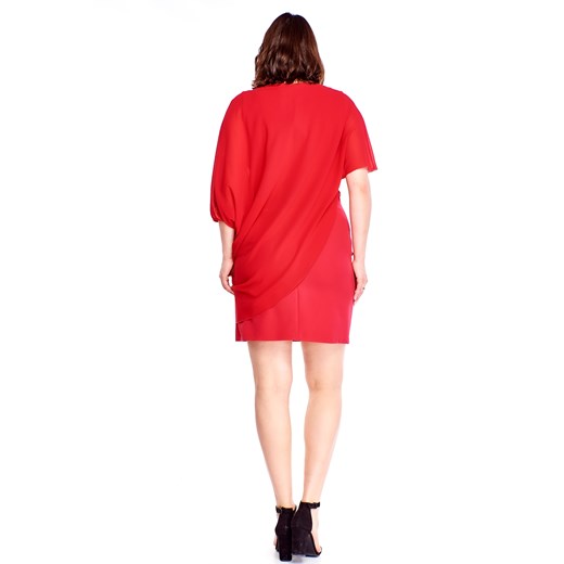 Sukienka czerwona Wesley z tkaniny bez wzorów na randkę mini 
