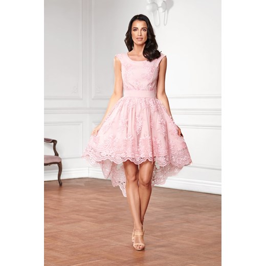 Sukienka Bicotone mini różowa bez rękawów asymetryczna wiosenna 